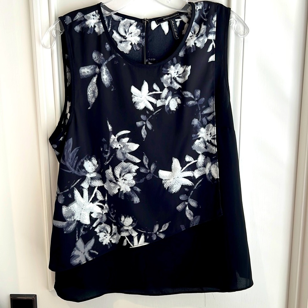 BCBG Maxazria Asymmetric Sleeveless Top